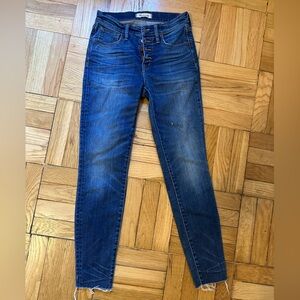 Madewell Dark Blue Skinny Jeans Lightly Distressed